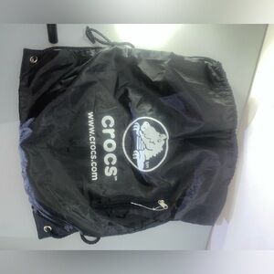 CROCS Black Drawstring Bag with Logo & front zip pocket